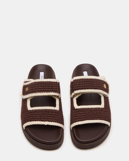 MAYSIE Brown Multi Woven Flatform Footbed Slide Women's Sandal Steve Madden BROWN MULTI