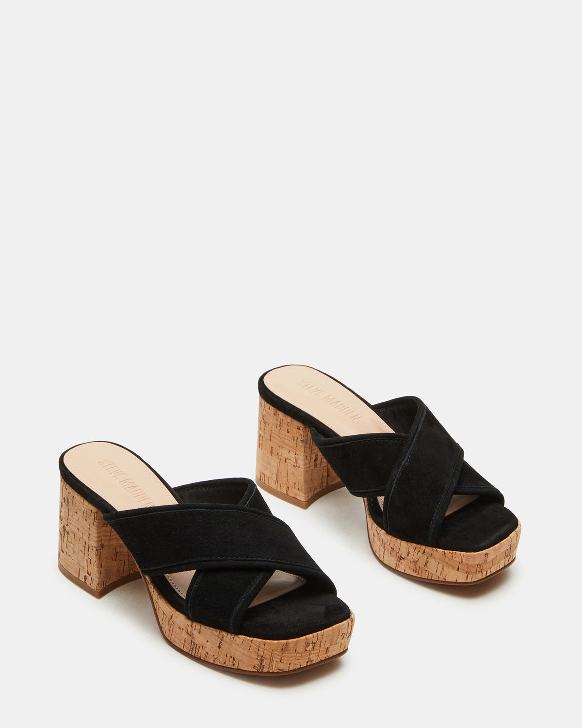 MARSDEN Black Suede Women's Platform Square-Toe Mule Sandal Steve Madden BLACK SUEDE