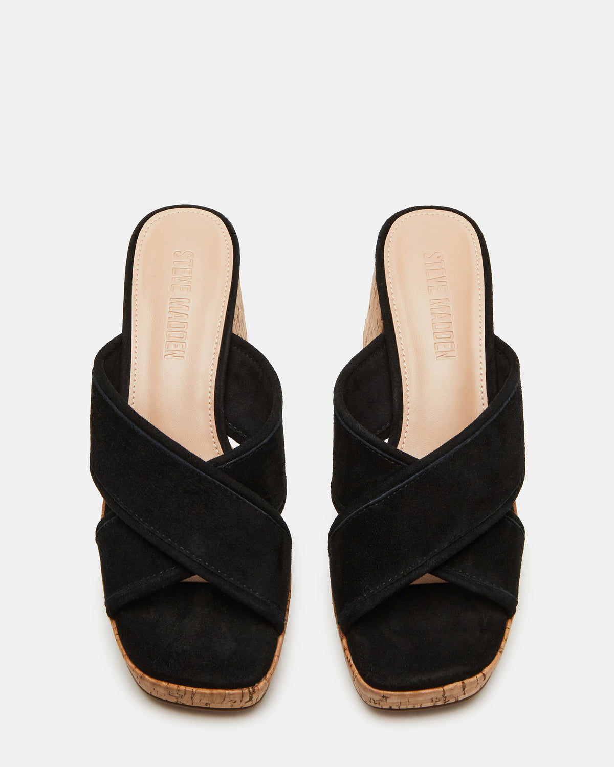 MARSDEN Black Suede Women's Platform Square-Toe Mule Sandal Steve Madden BLACK SUEDE