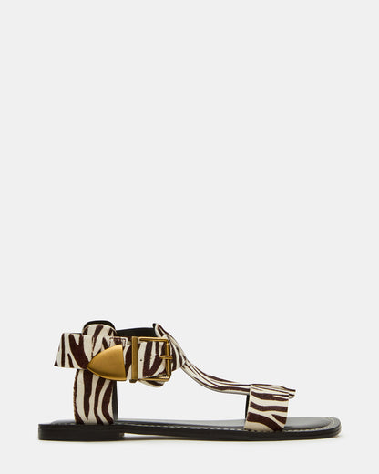 BRAZINN Zebra Strappy Flat Sandal Women's Sandal Steve Madden ZEBRA