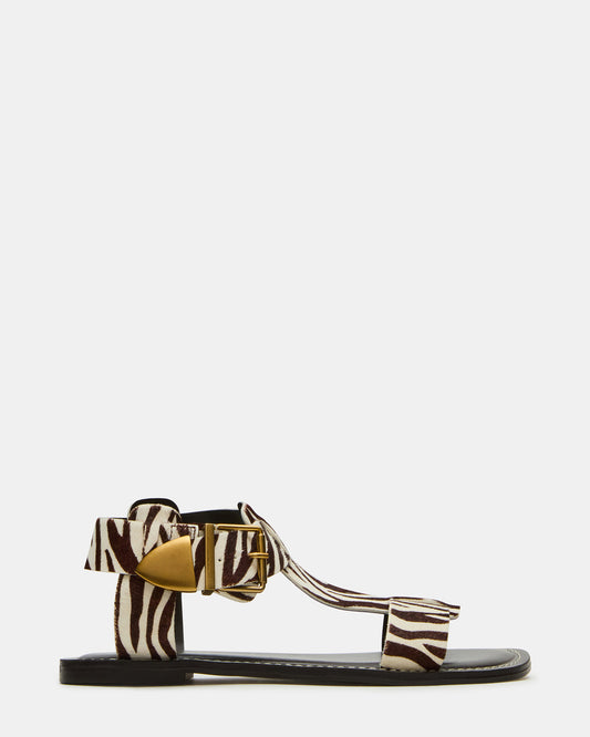 BRAZINN Zebra Strappy Flat Sandal Women's Sandal Steve Madden ZEBRA
