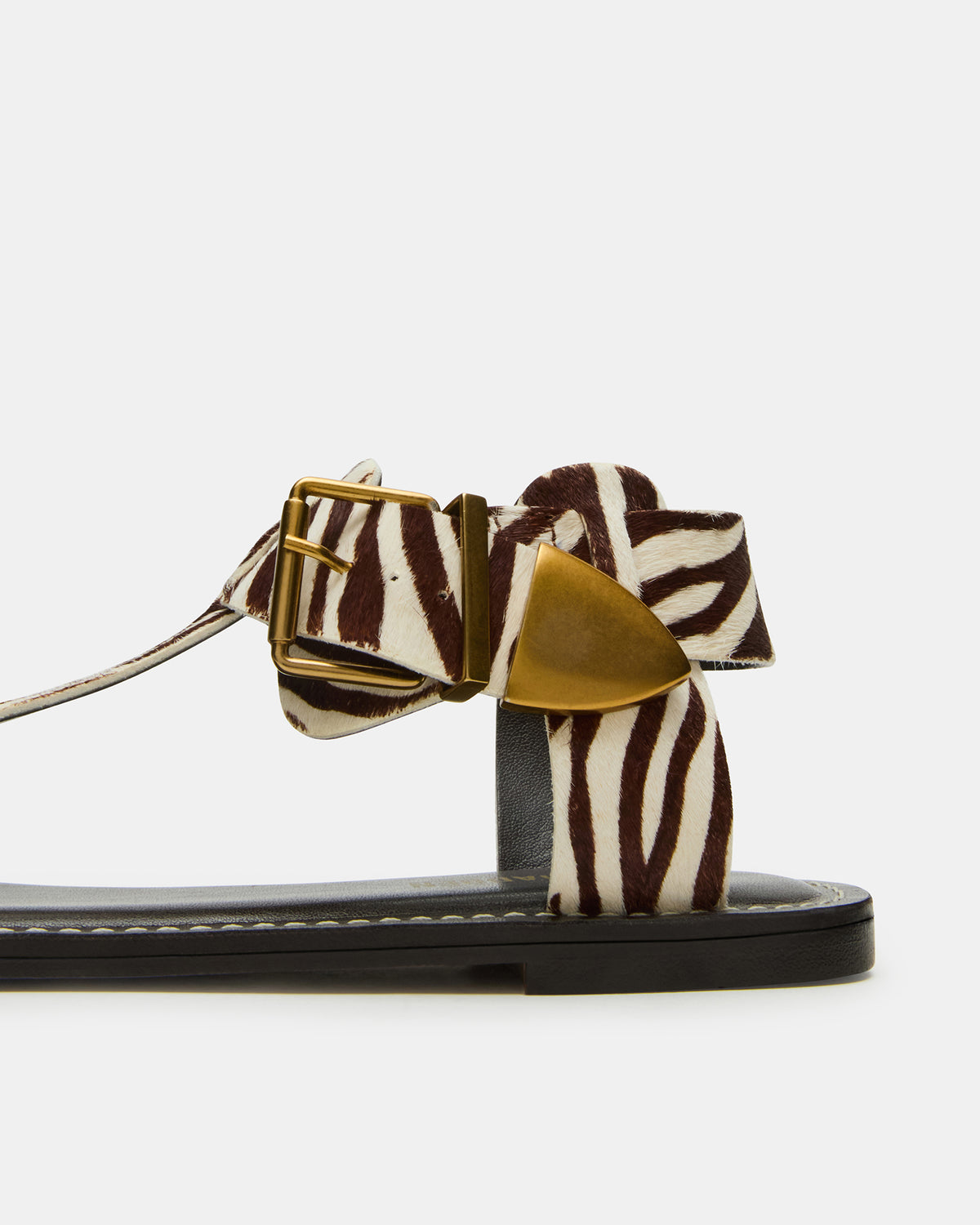 BRAZINN Zebra Strappy Flat Sandal Women's Sandal Steve Madden ZEBRA