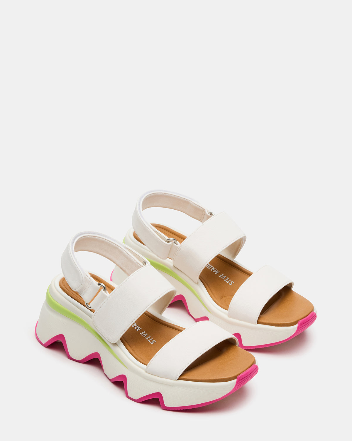 LOCHAN Bone Platform Flatform Strappy Women's Sandal Steve Madden BONE