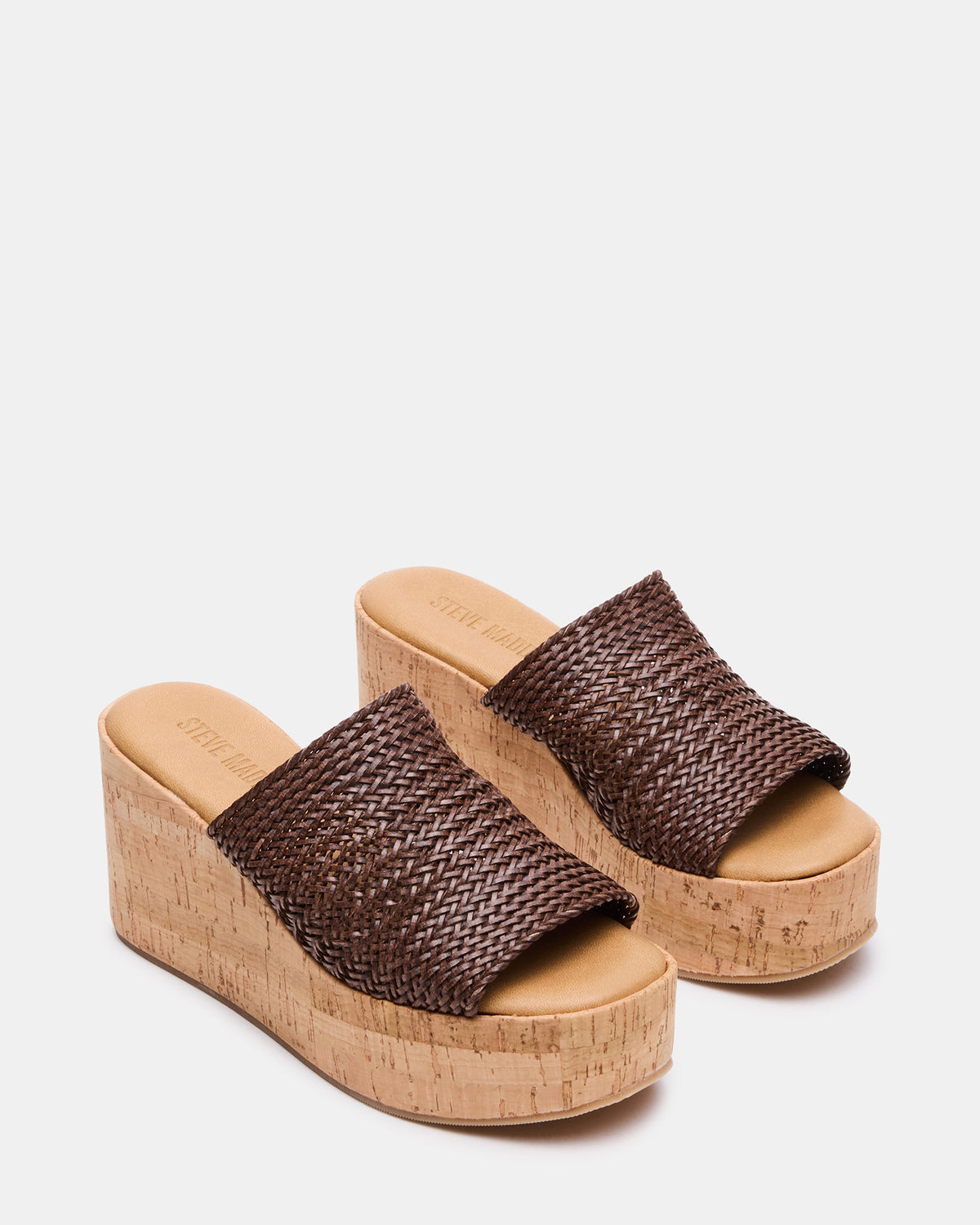 COASTAL Brown Raffia Platform Wedge Mule Women's Sandal Steve Madden BROWN RAFFIA