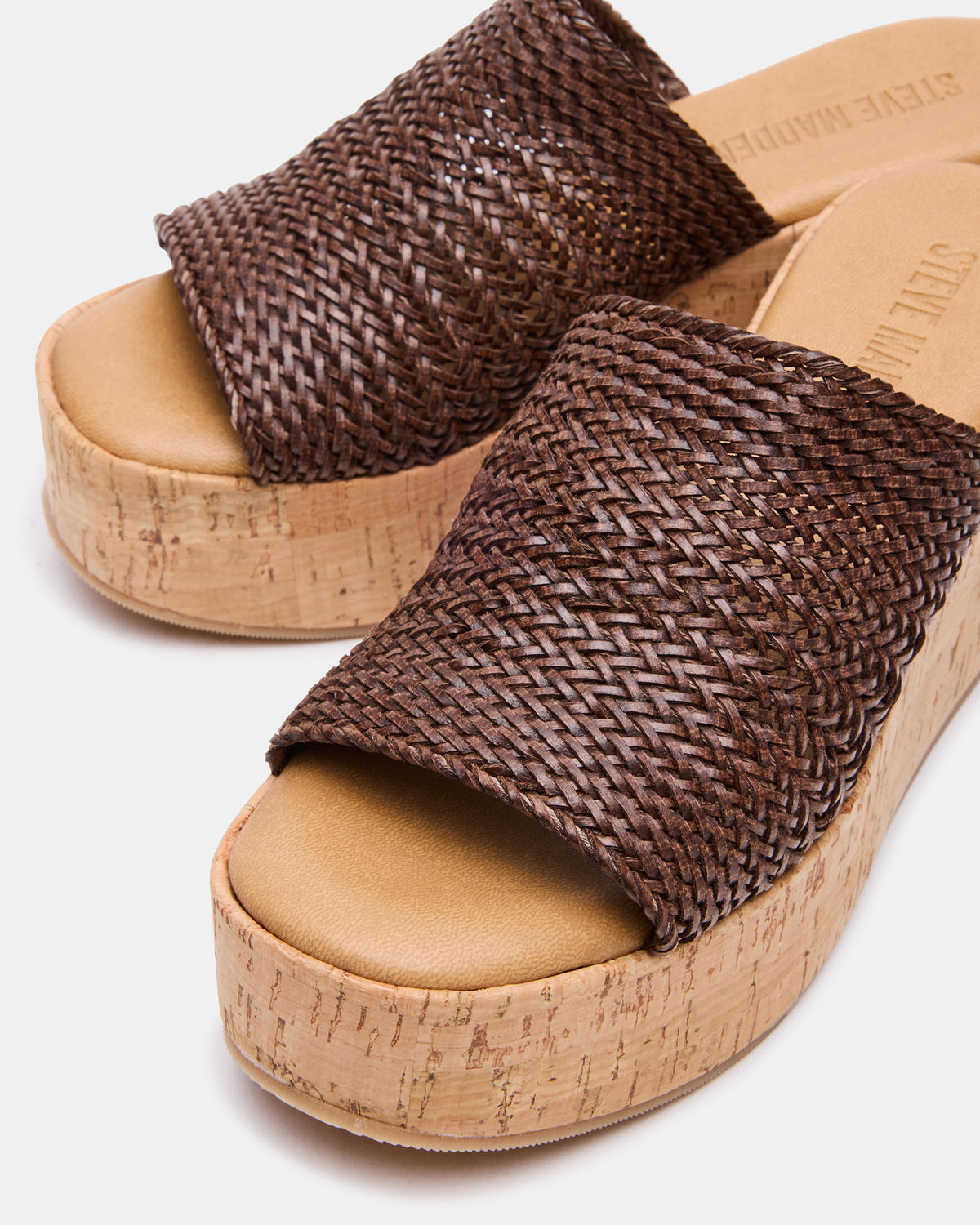 COASTAL Brown Raffia Platform Wedge Mule Women's Sandal Steve Madden BROWN RAFFIA