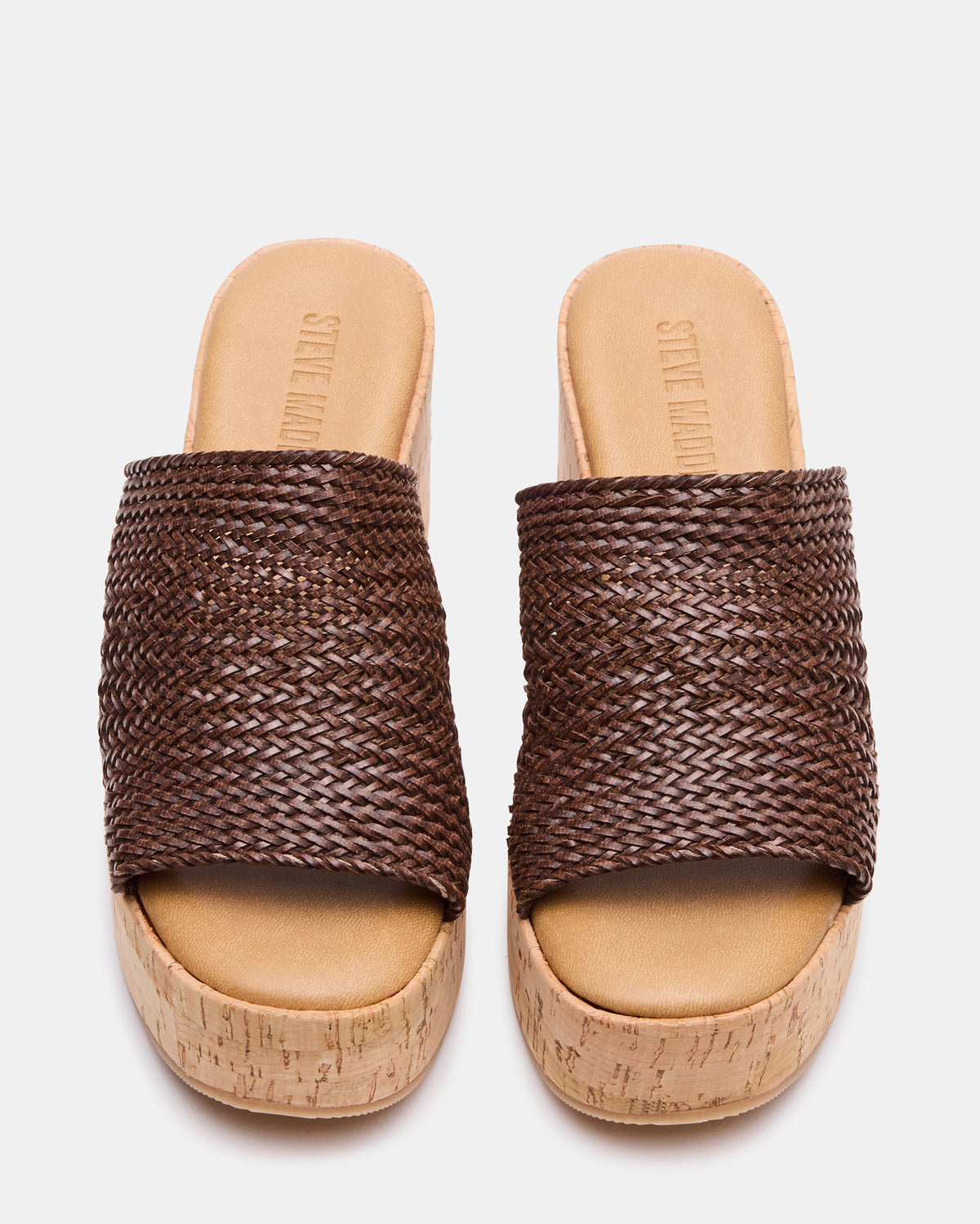 COASTAL Brown Raffia Platform Wedge Mule Women's Sandal Steve Madden BROWN RAFFIA