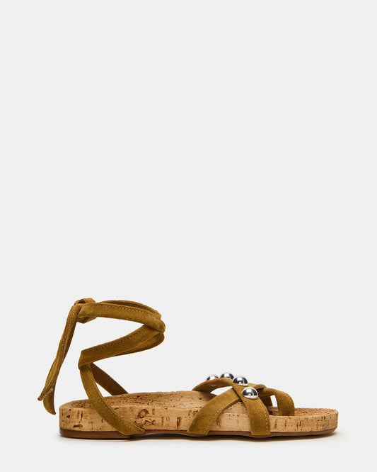 KELSO Olive Suede Flatform Strappy Studded Women's Sandal Steve Madden OLIVE SUEDE