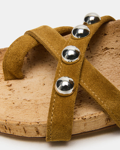 KELSO Olive Suede Flatform Strappy Studded Women's Sandal Steve Madden OLIVE SUEDE
