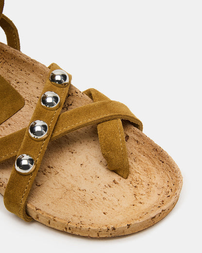 KELSO Olive Suede Flatform Strappy Studded Women's Sandal Steve Madden OLIVE SUEDE