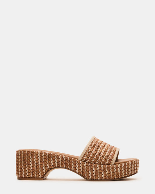 COSIMA Natural Platform Raffia Slide Women's Sandal Steve Madden NATURAL