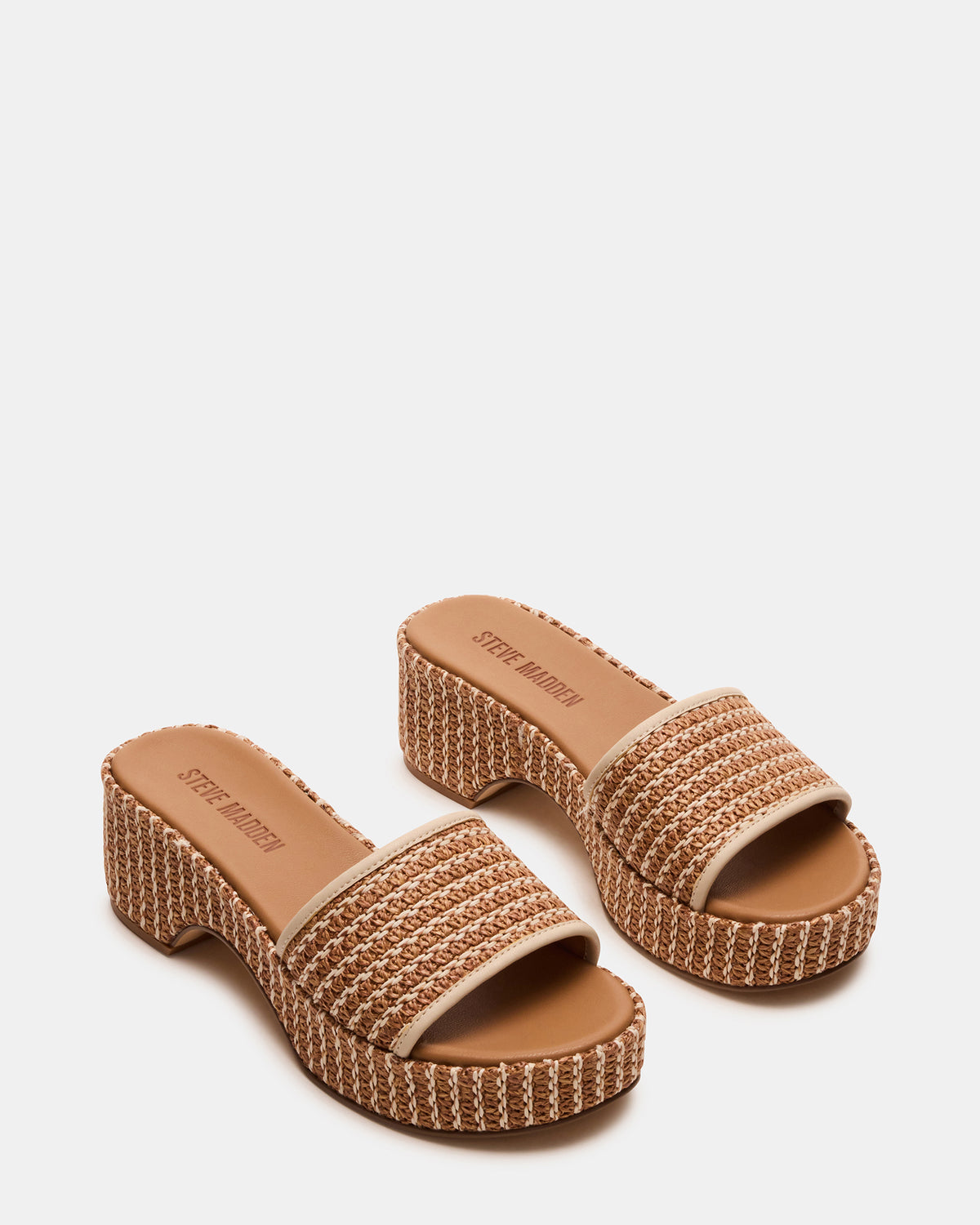 COSIMA Natural Platform Raffia Slide Women's Sandal Steve Madden NATURAL