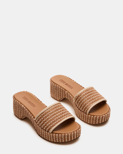 COSIMA Natural Platform Raffia Slide Women's Sandal Steve Madden NATURAL