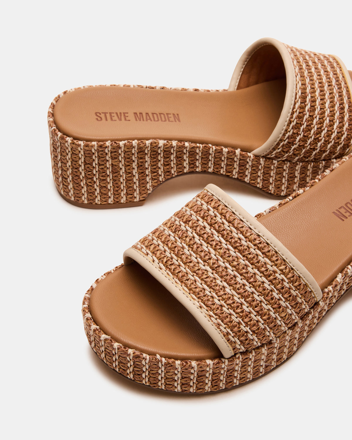 COSIMA Natural Platform Raffia Slide Women's Sandal Steve Madden NATURAL
