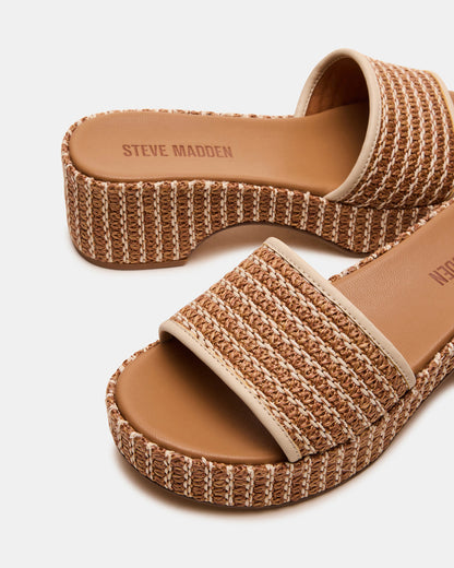 COSIMA Natural Platform Raffia Slide Women's Sandal Steve Madden NATURAL