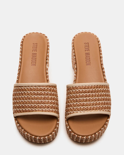 COSIMA Natural Platform Raffia Slide Women's Sandal Steve Madden NATURAL