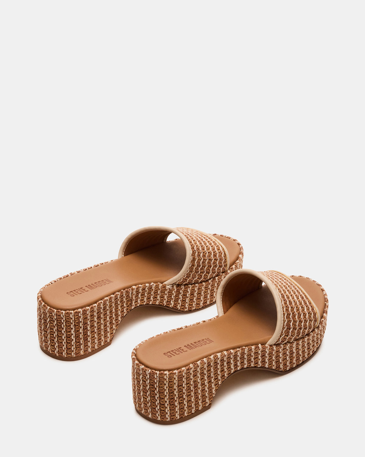 COSIMA Natural Platform Raffia Slide Women's Sandal Steve Madden NATURAL