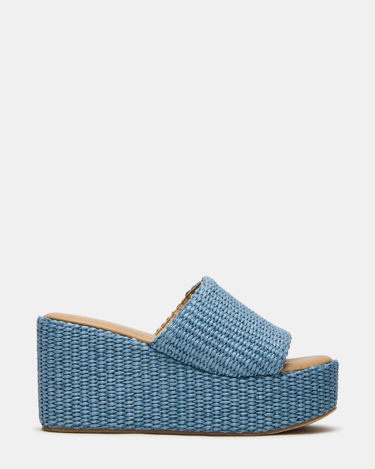 JETTY Blue Raffia Platform Wedge Women's Sandal Steve Madden BLUE RAFFIA