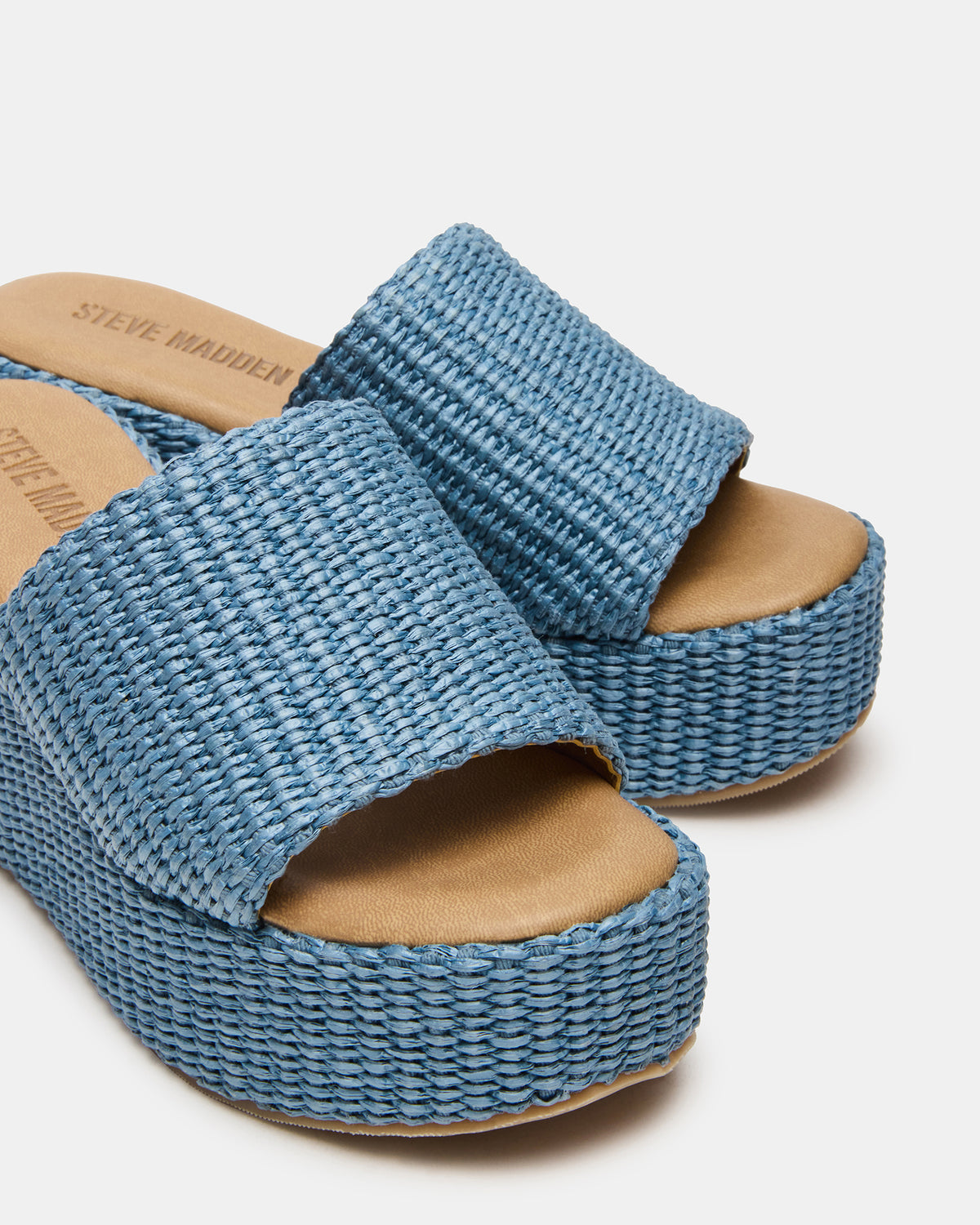 JETTY Blue Raffia Platform Wedge Women's Sandal Steve Madden BLUE RAFFIA