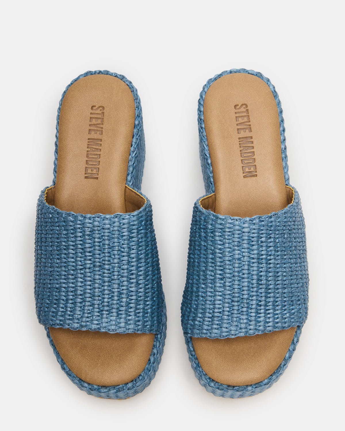 JETTY Blue Raffia Platform Wedge Women's Sandal Steve Madden BLUE RAFFIA