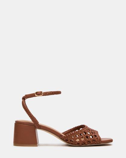 SOLEIL Tan Square-Toe Woven Women's Sandal Steve Madden TAN
