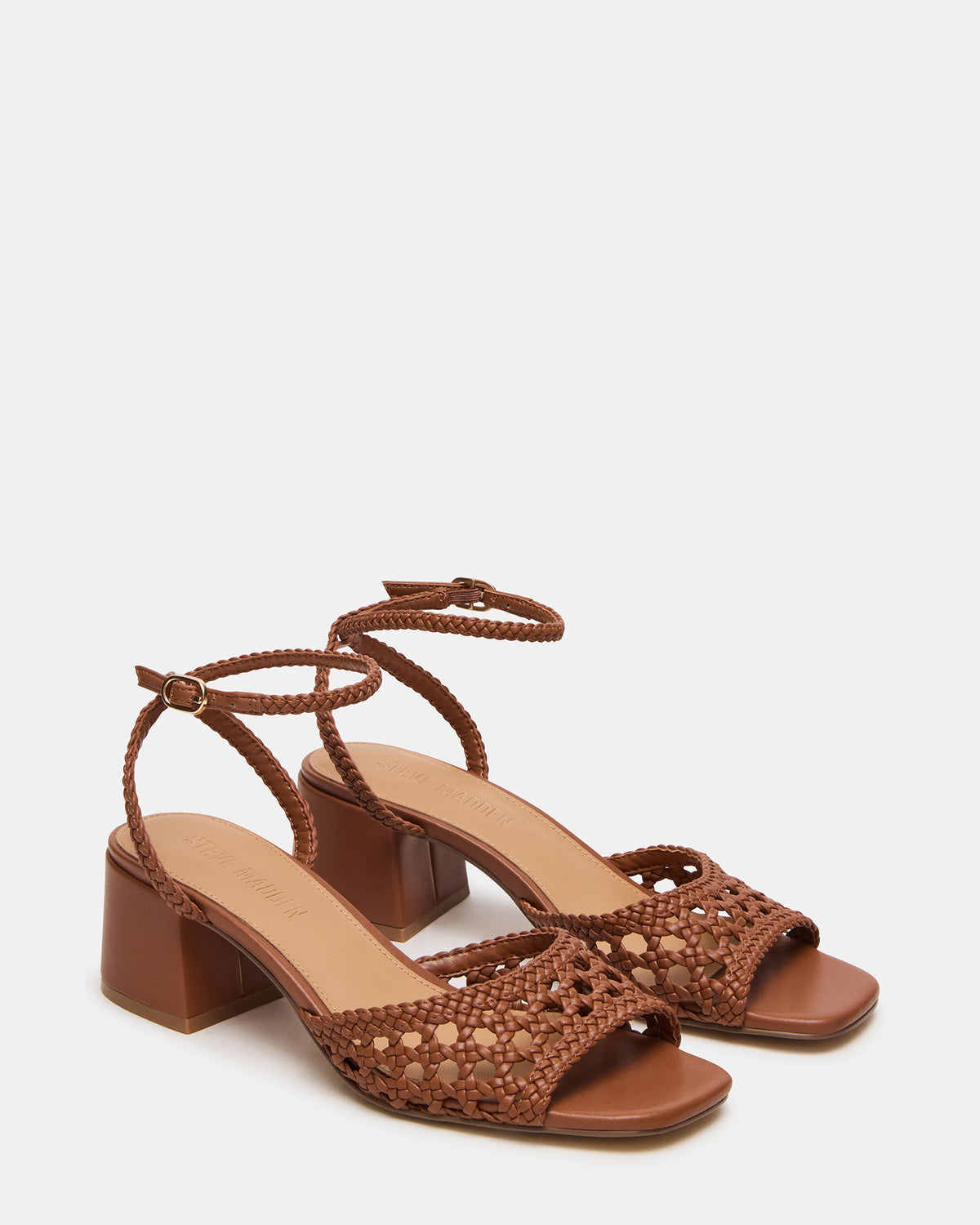 SOLEIL Tan Square-Toe Woven Women's Sandal Steve Madden TAN