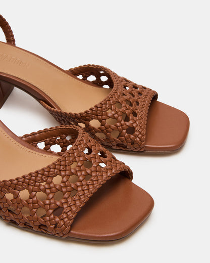 SOLEIL Tan Square-Toe Woven Women's Sandal Steve Madden TAN