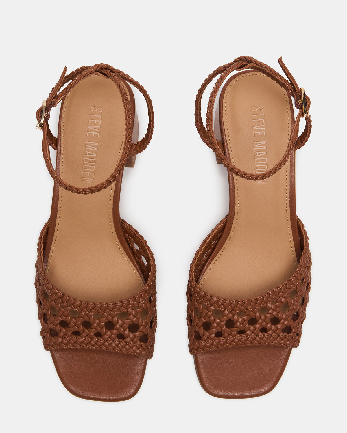 SOLEIL Tan Square-Toe Woven Women's Sandal Steve Madden TAN