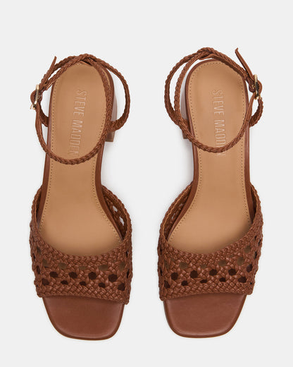 SOLEIL Tan Square-Toe Woven Women's Sandal Steve Madden TAN