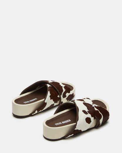AVENDRA Brown Cow Print Flatform Slide Women's Sandal Steve Madden BROWN MULTI
