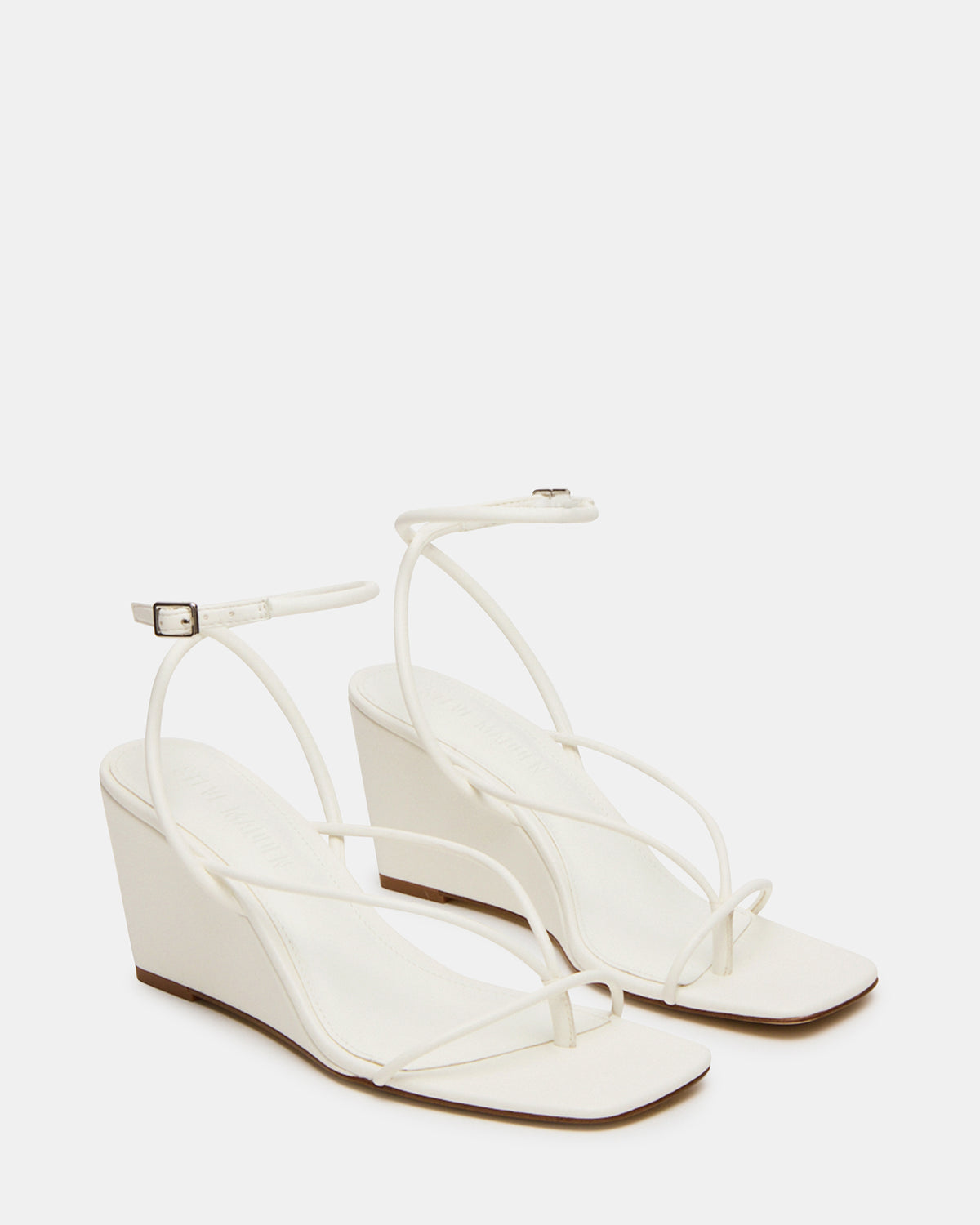 APPA White Square-Toe Strappy Wedge Women's Sandal Steve Madden WHITE