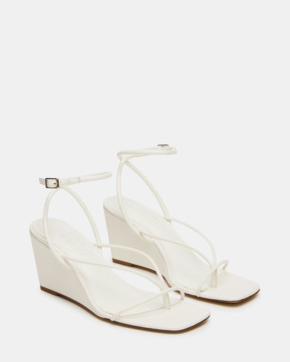 APPA White Square-Toe Strappy Wedge Women's Sandal Steve Madden WHITE