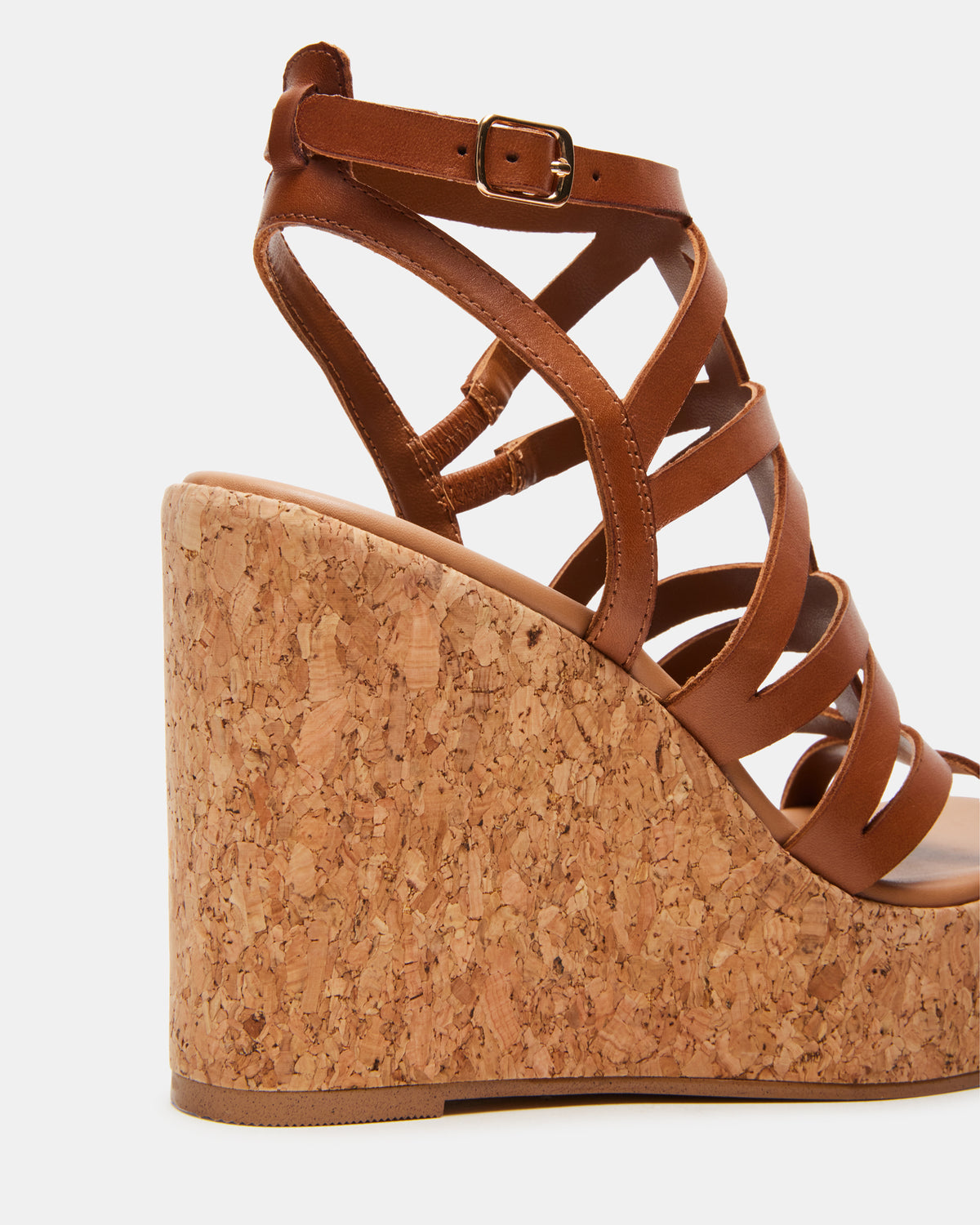 COZETTE Tan Leather Women's Platform Square-Toe Wedge Sandal Steve Madden TAN LEATHER