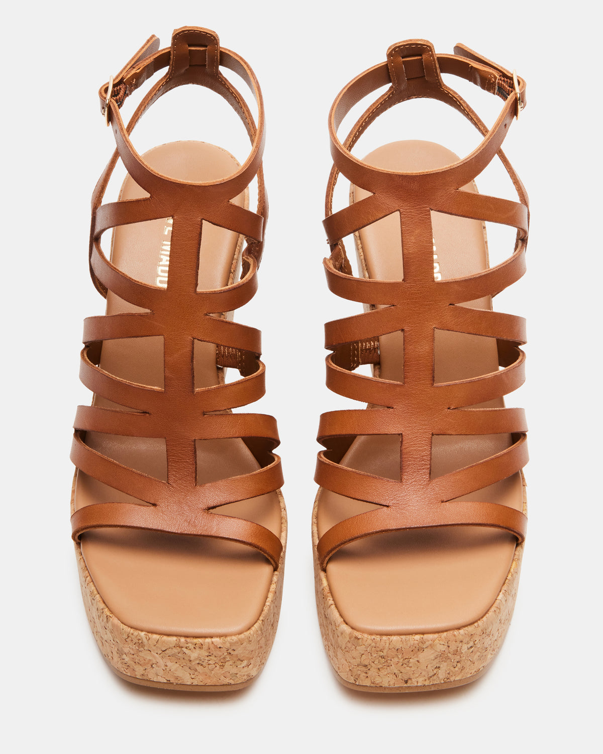COZETTE Tan Leather Women's Platform Square-Toe Wedge Sandal Steve Madden TAN LEATHER