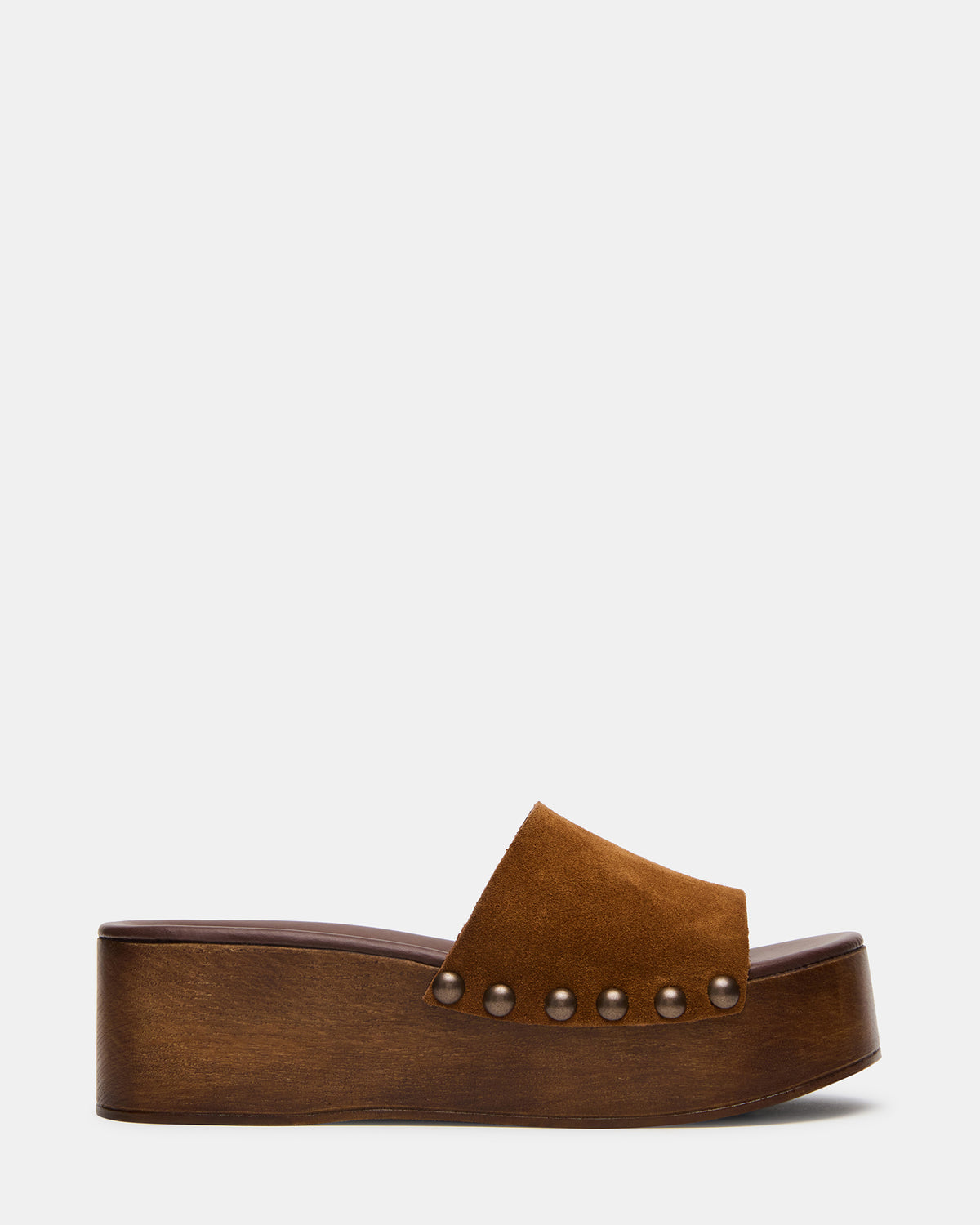 CONGA Tan Suede Platform Wood Bottom Slide Women's Sandal Steve Madden TAN SUEDE