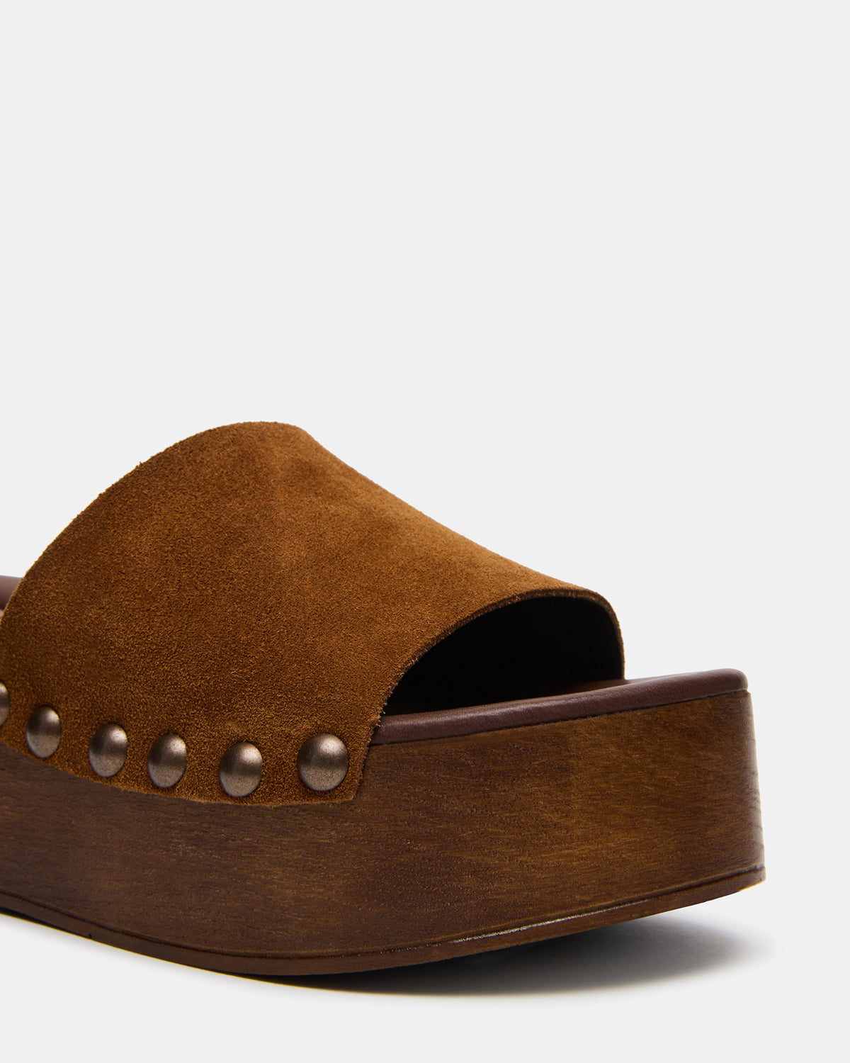 CONGA Tan Suede Platform Wood Bottom Slide Women's Sandal Steve Madden TAN SUEDE