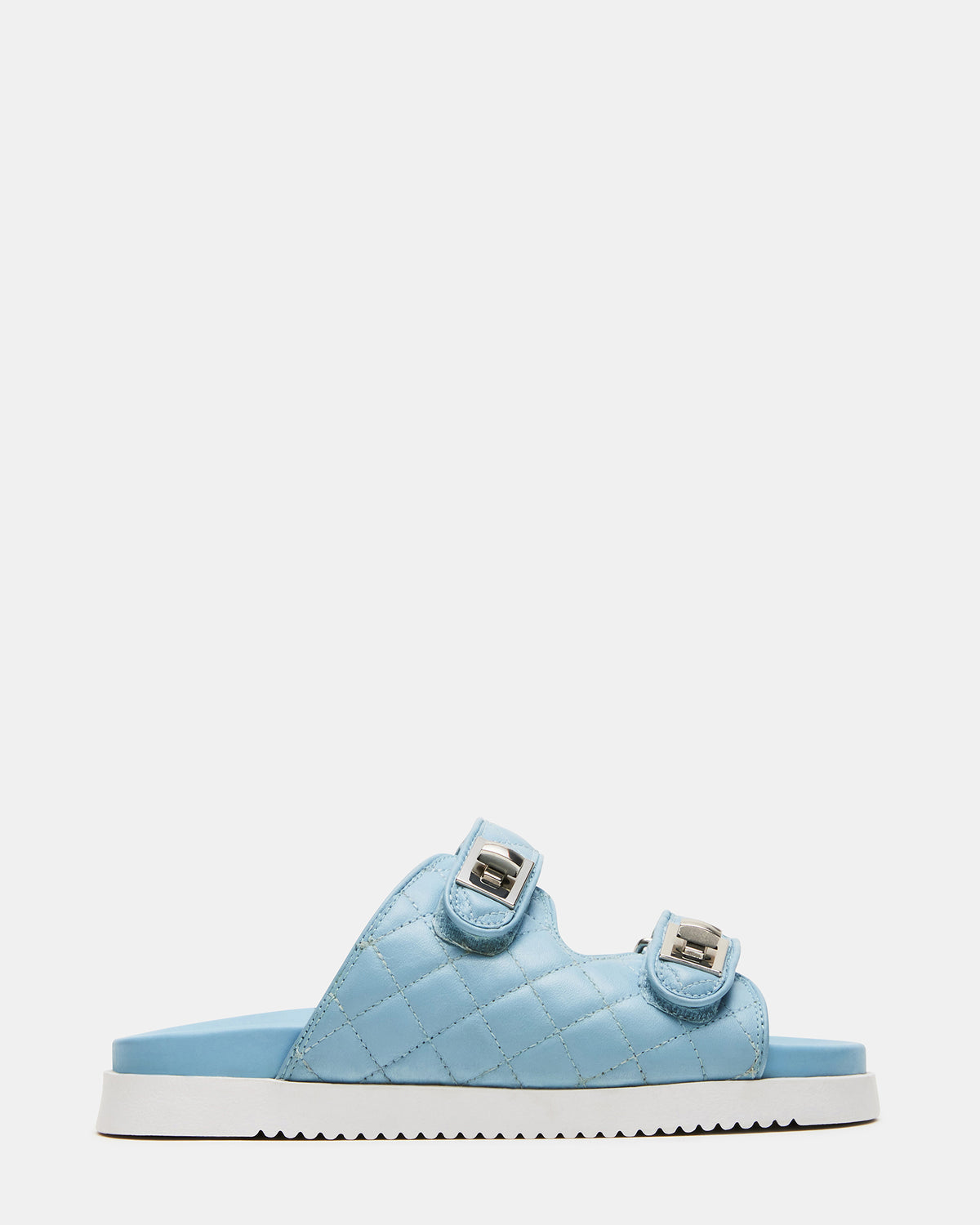 SCHMONA Blue Leather Quilted Slide | Women's Sandals Steve Madden BLUE LEATHER