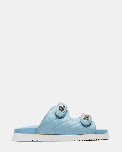 SCHMONA Blue Leather Quilted Slide | Women's Sandals Steve Madden BLUE LEATHER