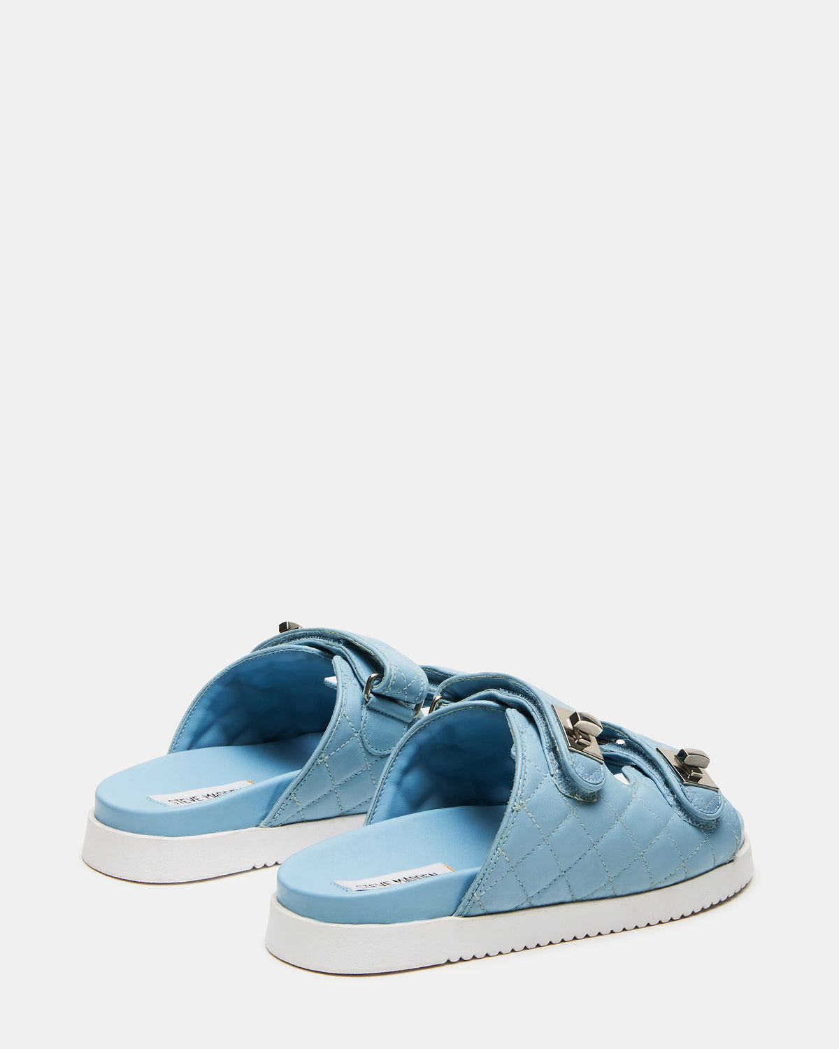 SCHMONA Blue Leather Quilted Slide | Women's Sandals Steve Madden BLUE LEATHER