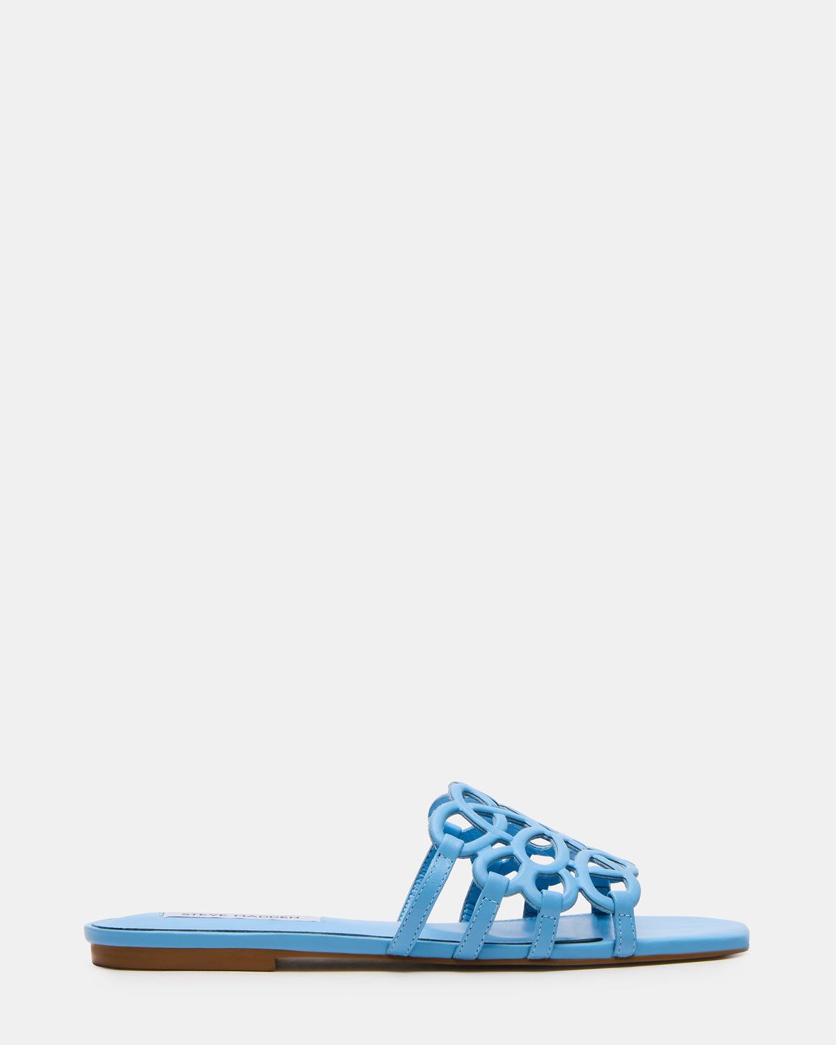 LOTUS Blue Leather Square-Toe Slide Women's Sandal Steve Madden BLUE LEATHER