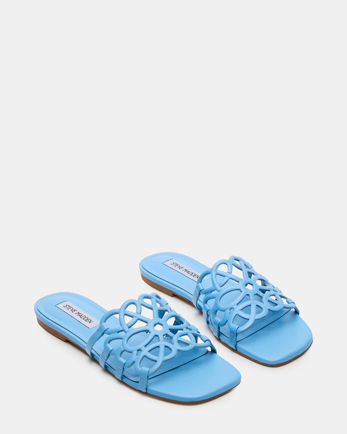 LOTUS Blue Leather Square-Toe Slide Women's Sandal Steve Madden BLUE LEATHER