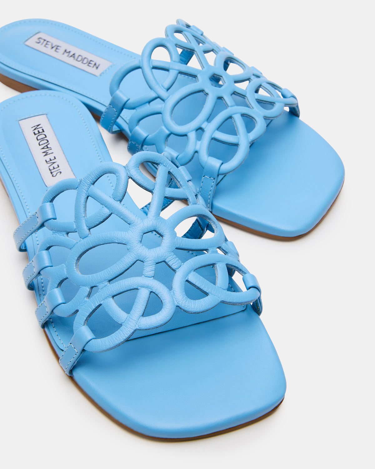 LOTUS Blue Leather Square-Toe Slide Women's Sandal Steve Madden BLUE LEATHER