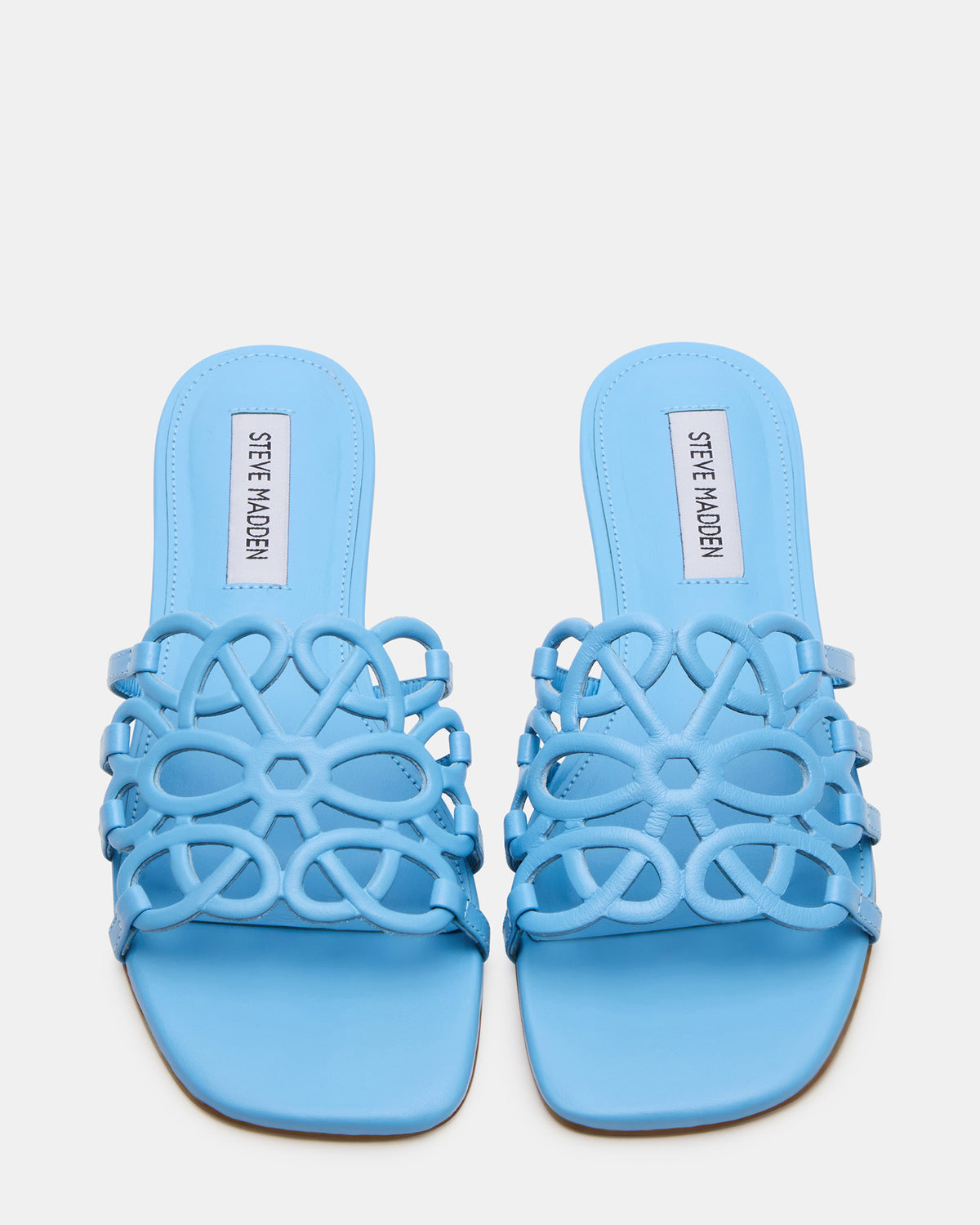 LOTUS Blue Leather Square-Toe Slide Women's Sandal Steve Madden BLUE LEATHER
