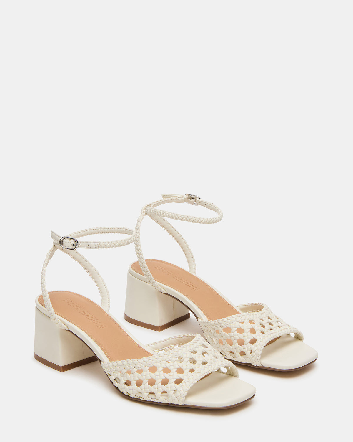 SOLEIL Bone Square-Toe Woven Women's Sandal Steve Madden BONE