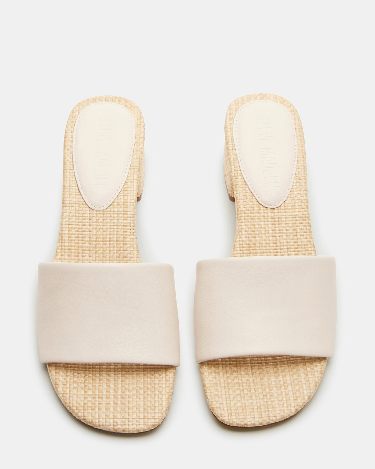 HAILEE Bone Leather Women's Square-Toe Raffia Block Heel Mule Sandal Steve Madden BONE LEATHER