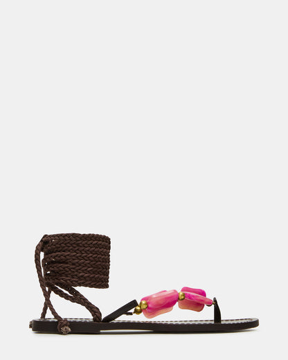 TASHA Pink Multi Strappy Lace-Up Flat Women's Sandal Steve Madden PINK MULTI