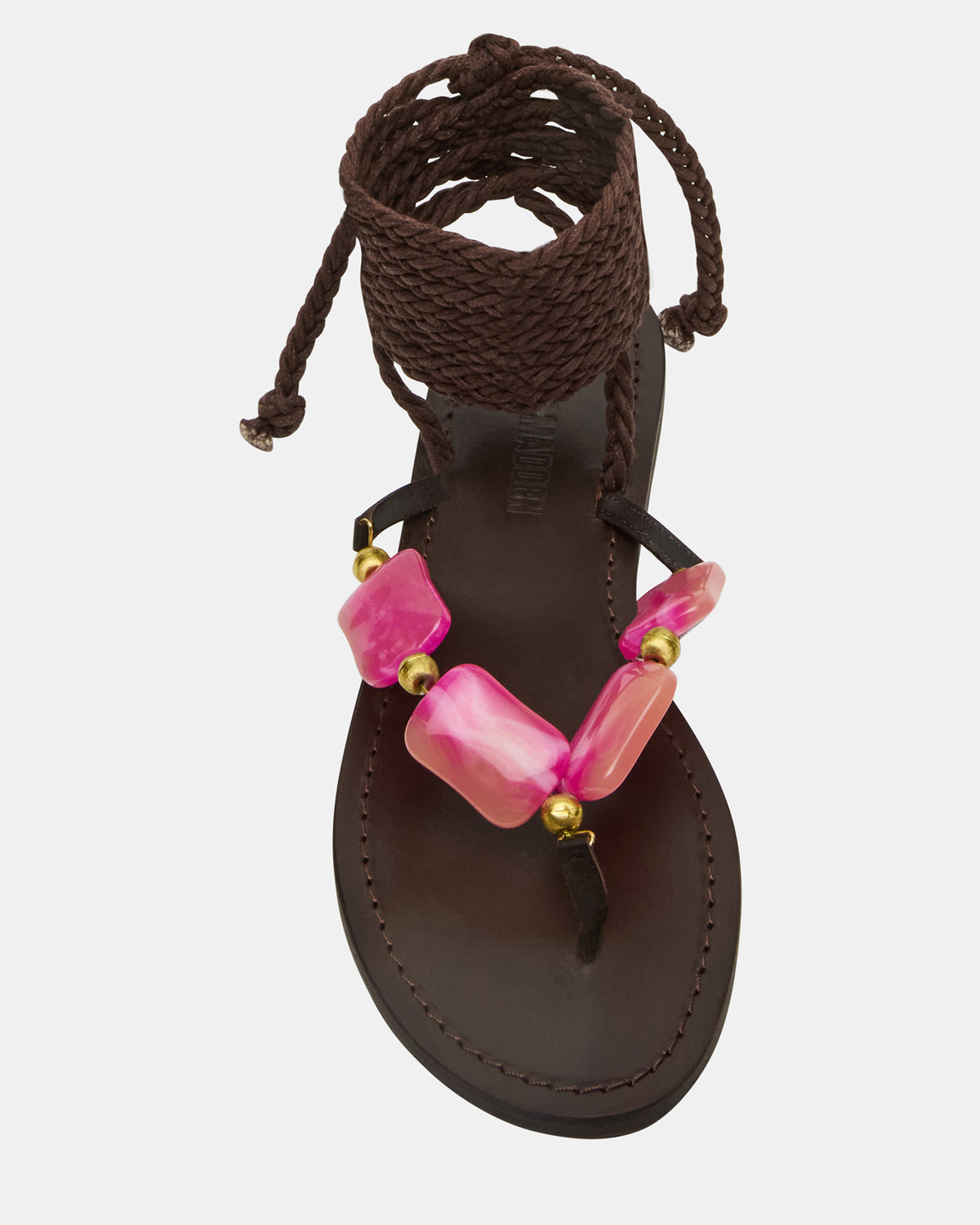 TASHA Pink Multi Strappy Lace-Up Flat Women's Sandal Steve Madden PINK MULTI