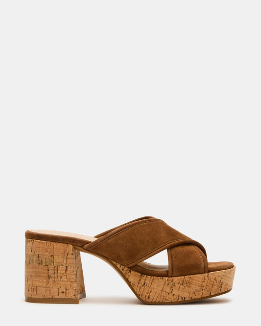 MARSDEN Chestnut Suede Women's Platform Square-Toe Mule Sandal Steve Madden CHESTNUT SUEDE