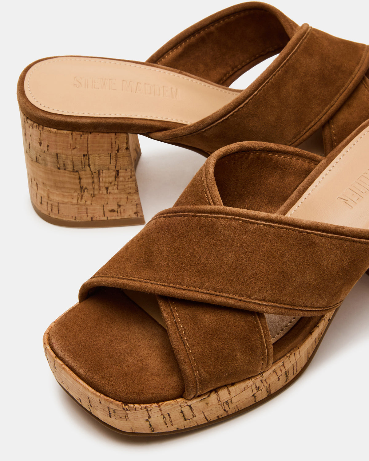 MARSDEN Chestnut Suede Women's Platform Square-Toe Mule Sandal Steve Madden CHESTNUT SUEDE