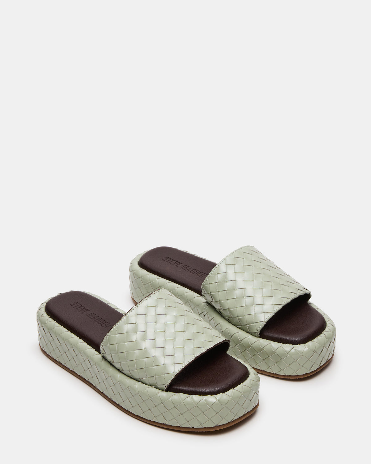 BEACHY Quilted Pistachio Platform Slide Women's Sandal Steve Madden LIGHT GREEN