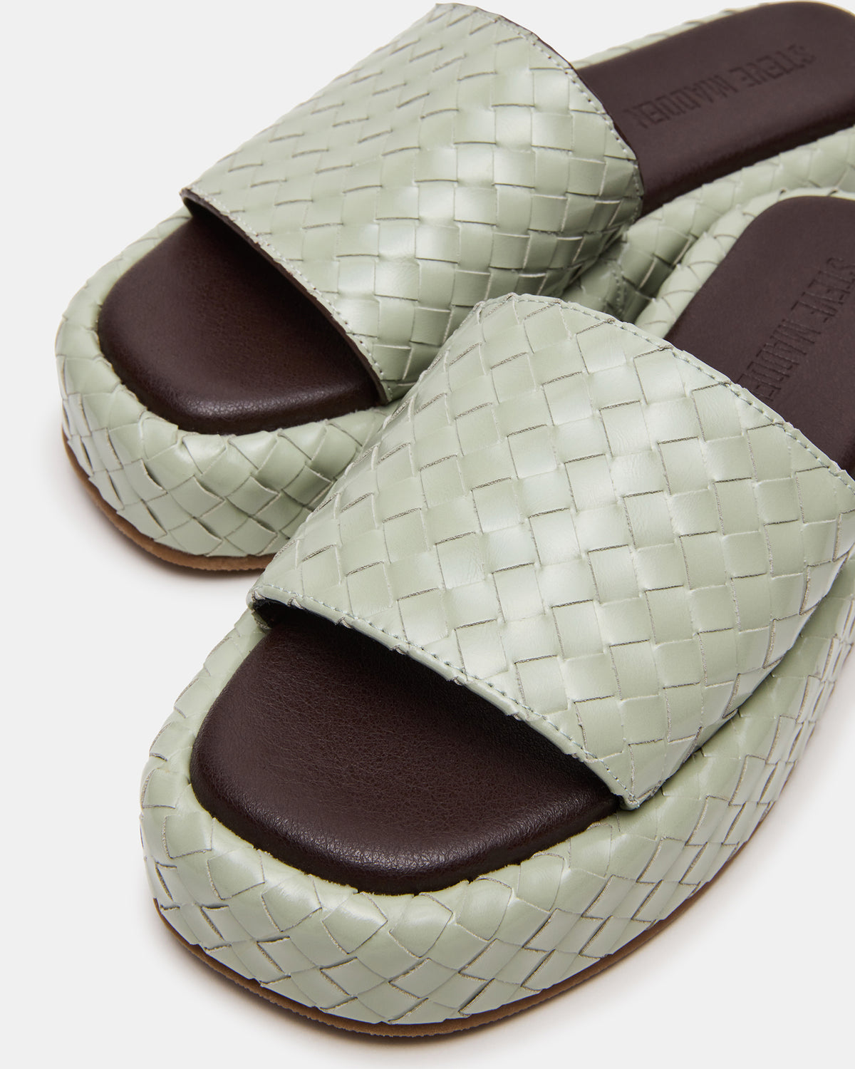 BEACHY Quilted Pistachio Platform Slide Women's Sandal Steve Madden LIGHT GREEN